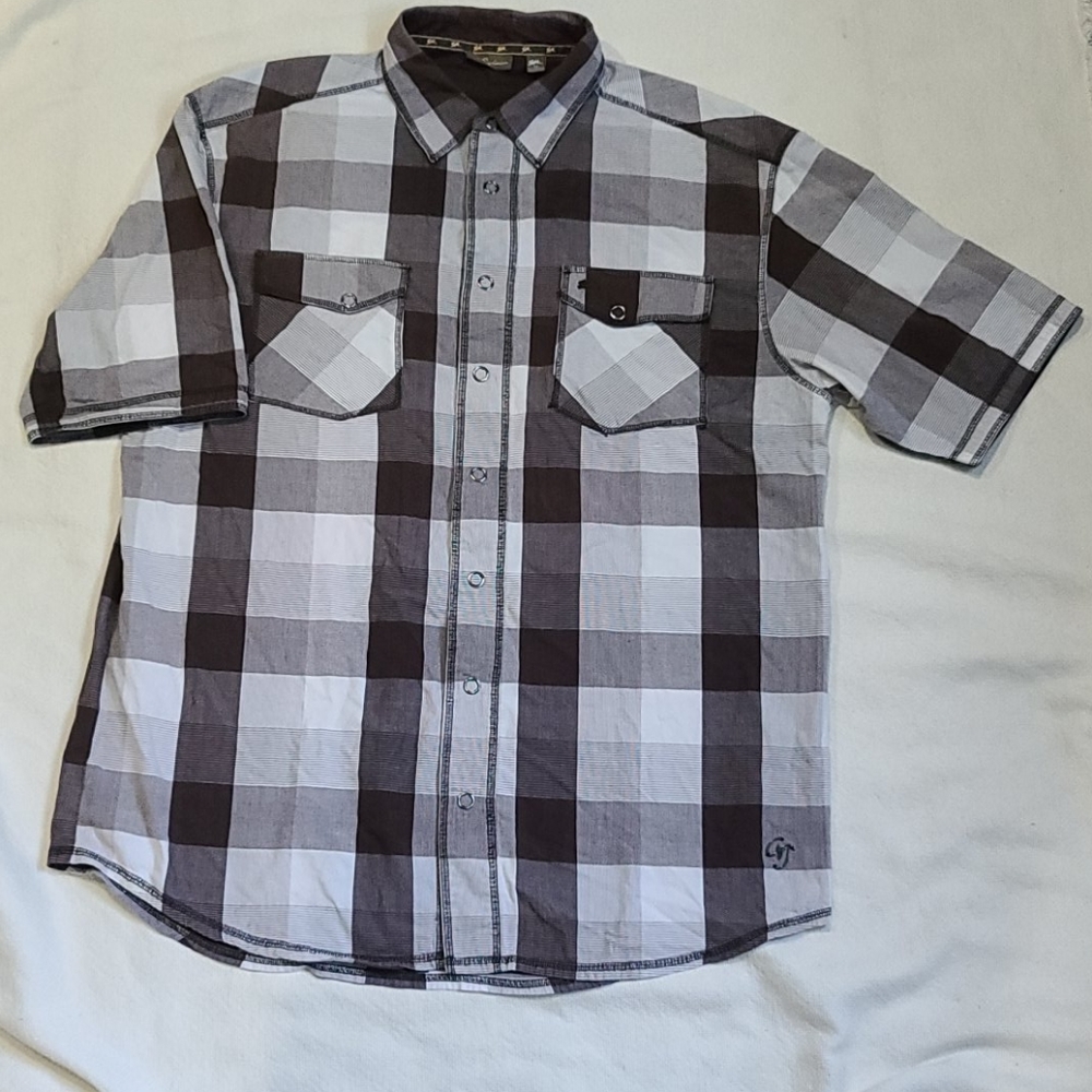 A Tiziano S/S metal snap button-up shirt Men's 3XL